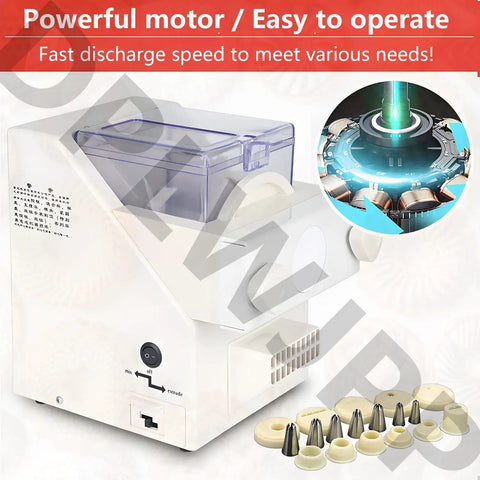 Automatic Cookie Making Machine 180W With Powerful Motor And 50 To 60 RPM No Fuss Multifunction Biscuit Form Maker Interchangeable Nozzles And Cookie Molds For Easy Baking Quick Output And Custom Shapes showing interchangeable nozzles and molds