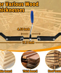 Heavy Duty Beam Puller Tool With Iron Hooks And Reversible Ratchet showing 4.53-inch clamping travel and wooden thicknesses