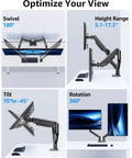 Dual Monitor Arm Stand For 22 To 32 Inch Screens Up To 22 Lbs Each, Adjustable Desk Mount With 360 Degree Swivel And Height Features