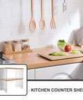 Clear The Counter Clutter With This Slick Wooden Acrylic Display Shelf. Multi Tier Countertop Storage Rack on kitchen countertop.