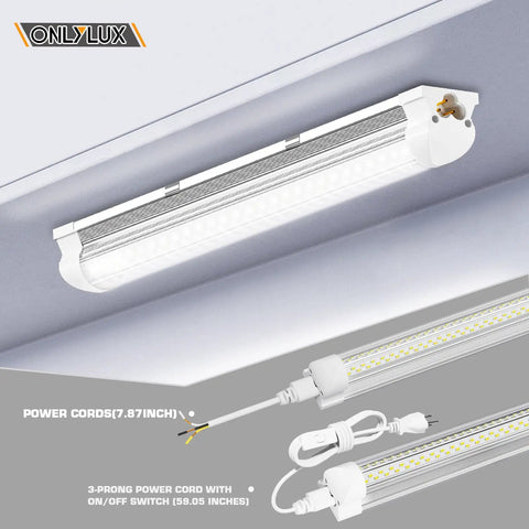 Bright 25W 6000K LED Shop Lights, Linkable Garage Tube Light For Workbench And Basement, ceiling installed view