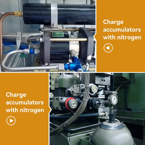 Hydraulic Nitrogen Accumulator Charging Kit Pro Grade With Nitrogen Fill And Pressure Test System Three Gauges 1500 PSI 4000 PSI 6000 PSI Seven Couplings And Gas Hose For Precise Nitrogen Pressure Testing