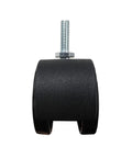 Front view of 2 Inch Twin Wheel Office Chair Caster With 5 16 Inch Threaded Stem Diameter 75 Lb Load Capacity Per Caster Black Swivel Wheel
