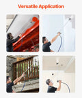 Pro Move Airless Paint Spray Gun And Hose Kit Featuring 3600 PSI Pressure Rating in use for various applications on walls and fences.