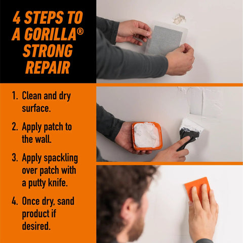 Instructions for using Heavy Duty Wall Repair Kit With Spackling And Primer 8 Oz Tub For Patching Small And Large Holes In Walls And Ceilings