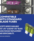 Beefy Six Independent Blade Fuse Block With Insulating Cover For Boats And RVs, 100 Amp Total Capacity, ATO ATC Fuses