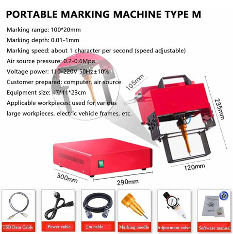 Rock Solid Pneumatic Handheld Dot Peen Marker Machine For Dead Nuts Accurate Vin Etching on Steel Parts, portable marking machine.