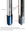 Aluminum Gooseneck Bike Stem For 22.2mm Fork Tubes And 25.4mm Handlebar Clamp, insertion line and plastic cap shown