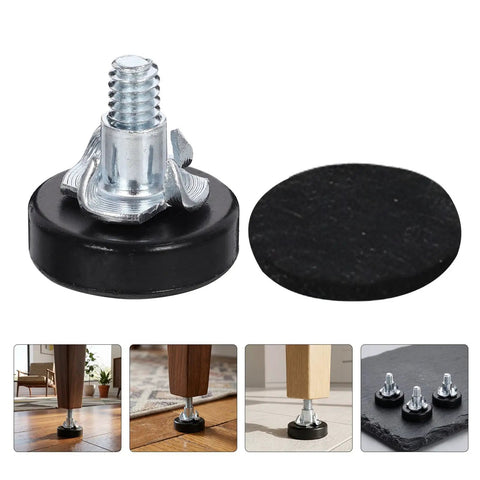 12 Pack T Nut Leveling Feet For Cabinets And Desks, Adjustable Furniture Levelers with Carbon Steel and PP Material, Anti Slip Felt Pads