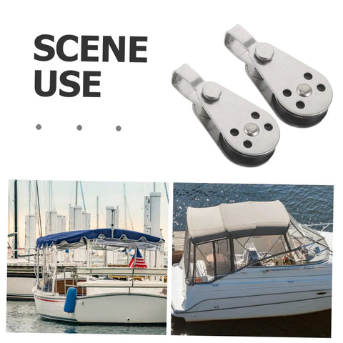 Stainless Steel Sailing Pulley Block Set Four Pack With Bearing Wheels for boat anchor and rope use in sailing and boating