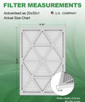 MERV 8 Pleated Air Filter 20x30x1 6 Pack For Home HVAC Systems Replacement showing actual size diagram with measurements.
