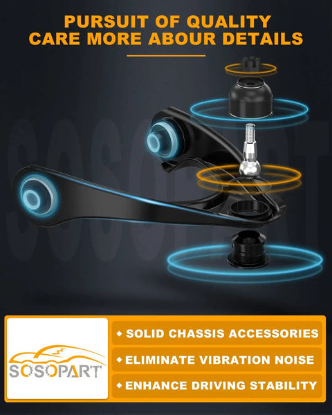Ford 8pc Front Suspension Kit With Inner And Outer Tie Rod Ends Ball Joints Sway Bar End Links Front Lower Ball Joints Easy Install Direct Fit Pre Greased Beefed Up Heavy Duty OEM Style Replacement, black suspension arm parts