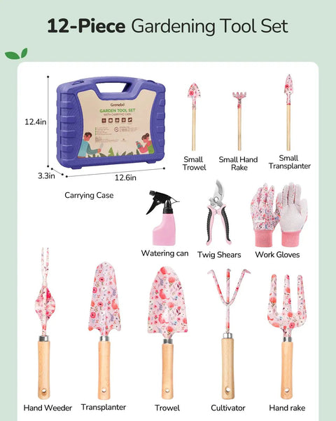 12-Piece Women's Gardening Tools Gift Set With Durable Carrying Case Rust-Proof And Heavy-Duty Tools in purple case