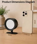 Cordless Rechargeable Wall Sconces With Remote, Magnetic Led Bedside Lamp In Sleek Black with dimensions beside a smartphone.