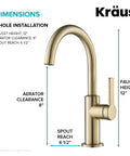Dimensions of Oletto Single Handle Kitchen Bar Faucet In Spot Free Antique Champagne Bronze With 12 Inch Tall Body