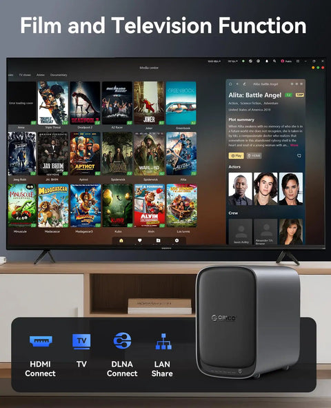 Hella Reliable Diskless Nas Storage With Ai Album Sorting And Virtual Machine Flexibility Featuring Flexible Raid Levels Five Drive Bays Double M2 Nvme Slots Dual 2.5Gbe Interfaces And No Sweat Cloud Backups For Daily Computing displayed with media center for films.
