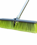18 Inch Push Broom With 47 Inch Handle For Multi Surface Floor Cleaning On Deck Patio Garage And Driveway Dual Bristle Scrub Brush