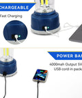 Rechargeable LED Camping Lantern With Beast 2000 Lumen Brightness 360 Degree Beam Five Modes Built In 4000mAh Power Bank