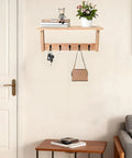 Wall Shelf With Hooks For Entryway And Living Room Must Have Multi Purpose Wooden Shelf With Heavy Duty Metal Hooks Coat Rack Organizer