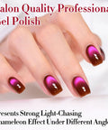 Cat Eye Gel Nail Polish With Magnetic Effect, Holographic Glitter Shine, sheer cherry burgundy nails on hand display