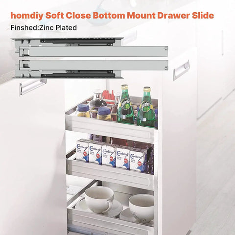 Soft Close Undermount Drawer Slides 18 Inch Concealed Full Extension Bottom Mounting 6 Pairs 100 Lb Capacity Quiet