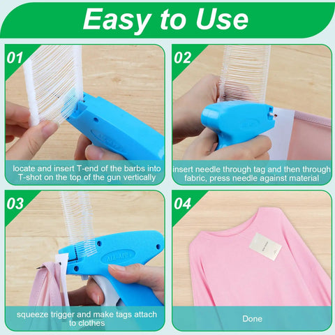 Instructions for using Bulk 5000 Pcs 2 Inch Tag Gun Fasteners Refills for Retail Tags with tagging gun on clothing