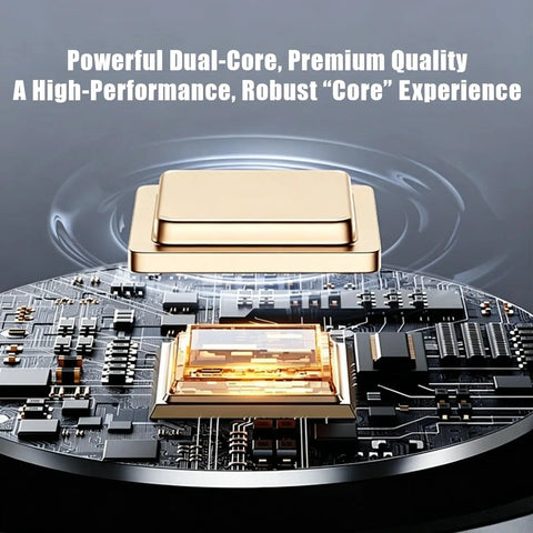 Powerful Dual-Core processor on a sleek circuit board showcasing premium electronic components and modern design.