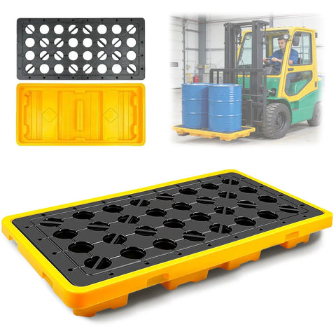 2 Drum Spill Containment Platform With 20 Gallon Sump And Drain Outlet Heavy Duty Workbench For Garage Basement And Industrial Storage