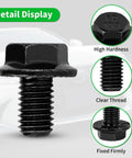 Torque Converter Bolts Six Pack for Chevy GM Transmissions 4L60E 4L65E 4L70E 4L80E 700R4 200-4R 3L80 4T60E 4T65E M10-1.5x16 Flange Bolts Replacement For Four Speed Overdrive black high-hardness threaded bolt detail