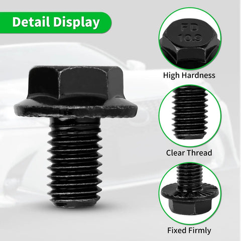 Torque Converter Bolts Six Pack for Chevy GM Transmissions 4L60E 4L65E 4L70E 4L80E 700R4 200-4R 3L80 4T60E 4T65E M10-1.5x16 Flange Bolts Replacement For Four Speed Overdrive black high-hardness threaded bolt detail