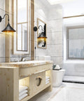Bathroom with plug in wall sconces two pack black industrial gooseneck lamps with on off switch UL certified E26 base