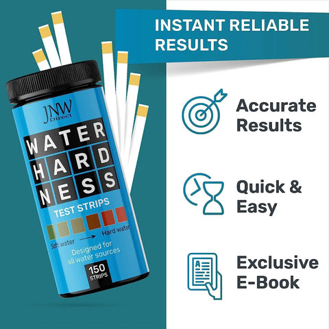 Easy At Home Water Hardness Test Kit With 150 Strips, Quick And Accurate Hard Water Testing For Tap, Well, And Shower, Includes Ebook, No Guesswork, Ideal For Softener And Aquarium Maintenance