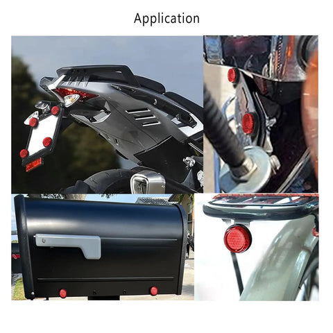 Red Reflector Motorcycle License Plate Bolts And Nuts Kit All In One Heavy Duty Hardware installed on vehicles and mailboxes