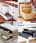 Kitchen and office cabinets with 16 Inch Soft Close Drawer Slides Set, 4 Pairs Ball Bearing Full Extension Cabinet Slides, Side Mount, 100 Lb Capacity, Heavy Duty Quiet Glide For Kitchen, Workshop And Home Upgrades installed