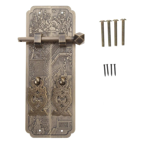 Retro Brass Drawer Knob Set For Cabinets And Dressers, detailed vintage square pull handles, classic Chinese craftsmanship.