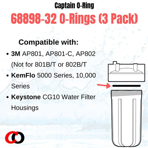 Three Pack Replacement O Rings For 3M AP801 AP801C AP802 And KemFlo 5000 And 10000 Series Water Filter Housings 68898 32 68898 31 Leak Repair Kit Easy Install For Quick Leak Free Performance