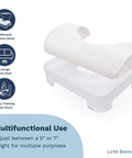 Ergonomic Toilet Footstool With Removable Foam Cushion And Waterproof PU Leather Slipcover, Adjustable 5 To 7 Inch Height, White
