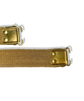 Close-up of Authentic WWII British Lee Enfield Sling Reproduction Khaki Cotton Canvas Webbing Heavy Duty 44-Inch Adjustable Strap
