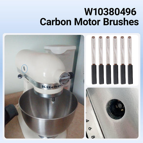 2 Pack Mixer Worm Gear And 4 Pack Carbon Brushes Replacement Kit For Stand Mixers No More Grinding Noise And Improve Performance For Whirlpool KitchenAid 5K5SS KSM150 Models AP4295669 4162897 4169830