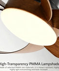 YPDJVLTI Ceiling Fans Lights 42-52Inch Ceiling Lamp with high-transparency PMMA lampshade and wooden fan blades.