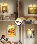 Ultra Sleek Nickel Picture Light for Artwork 16.5 Inch Warm White 3000K in modern living room settings with various art pieces