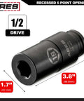 19mm Harmonic Balancer Socket For Honda, 1/2 Inch Drive, deep counter-weighted, Chrome Molybdenum steel, for stubborn crank bolts.