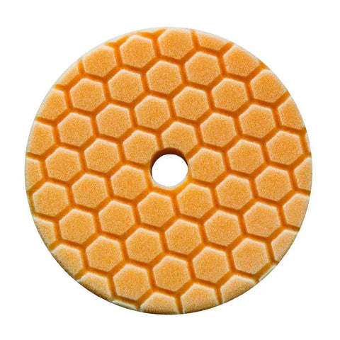 Orange pad from Hex-Logic Quantum Buffing Pad Sampler Kit Four Pad Set for Pro Polishing, Compounding, and Waxing, 5.5 Inch Pads Fit 5 Inch Backing Plates