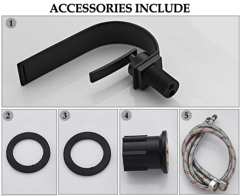 Matte Black Modern Bathroom Faucet With Low Arc Brass Ceramic Valve And Single Handle, Hot And Cold Water Mixer Taps accessories