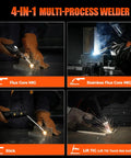 Beefy 4 In 1 Portable 135A MIG Welder 110V Flux Core MIG Stainless Flux MIG Stick MMA Lift TIG with LED Display use examples