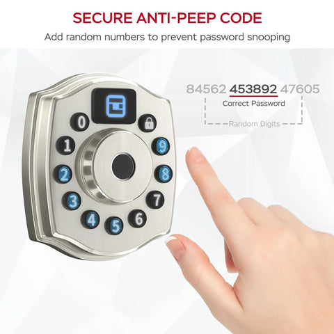 5-In-1 Keyless Entry Smart Door Lock With Keypad, Remote App Control, IC Card Access, Mechanical Key Backup, Auto Lock