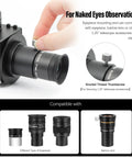 M42x0.75 Female To 1.25 Inch Adapter With T-2 Threads, shown with eyepiece options for astrophoto and stargazing setups