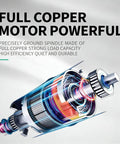 Full copper motor from mini belt sander showcasing strong load capacity and high efficiency for polishing tasks.