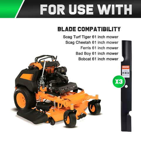 Beefed-Up High Lift 61 Inch Mower Blades Replacement For Ferris Scag Turf Tiger Bad Boy Simplicity with blade compatibility list
