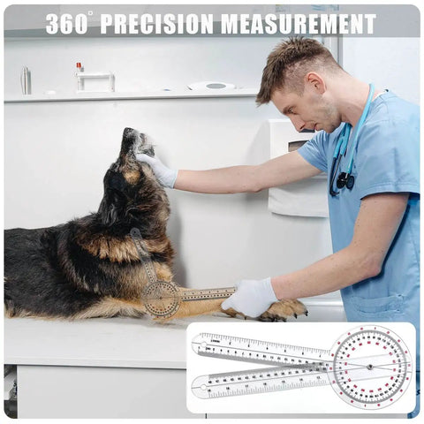 12 Inch Transparent Goniometer For Physical Therapy And Joint Range Of Motion Measuring Protractor Ruler 360 Degree Angle Gauge Made Of Plastic Durable Clear Markings For Accurate Readings In Clinic Or Home Use used on dog by vet